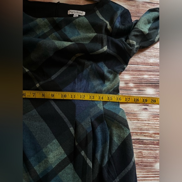 Northstyle Blue Green Plaid Midi Pocket Women's Dress 8 - Picture 11 of 14